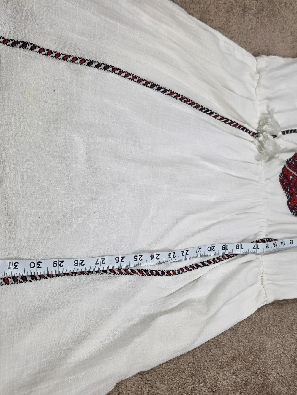 Madewell White Sleeveless Midi Dress with Red & Black Embroidery - Picture 7 of 11